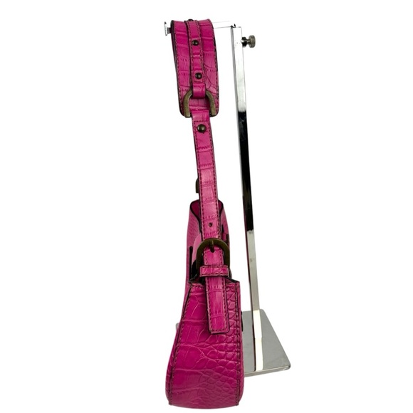 Guess Vintage Women's Mini Shoulder Bag Y2K Pink Croc Embossed Retro Barbiecore - Picture 6 of 16